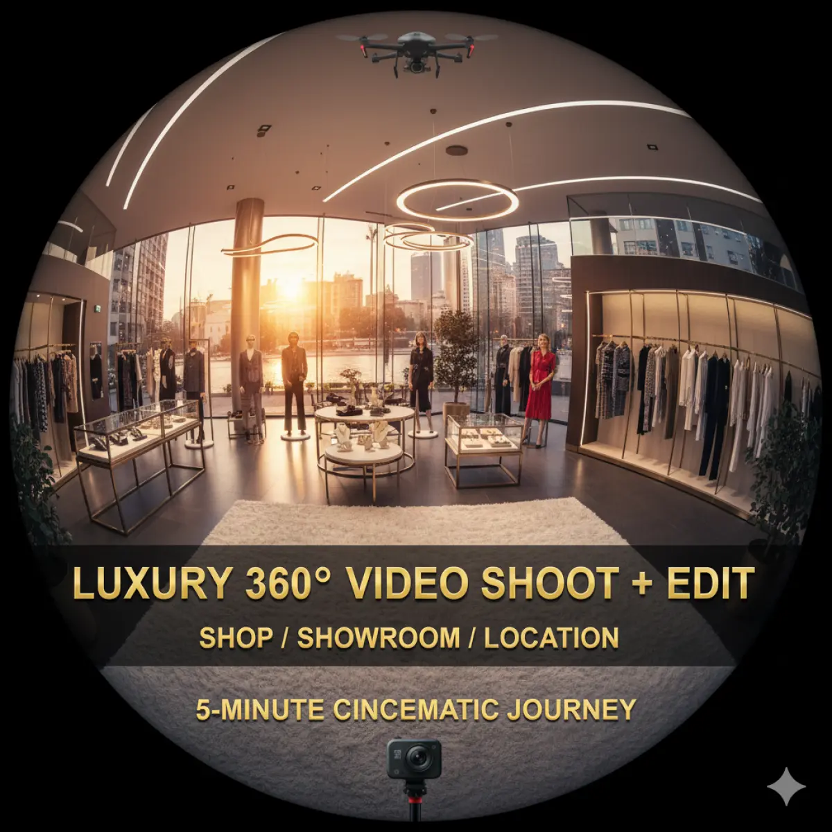 Luxury 360° Video Shoot + Edit (Shop / Showroom / Location) – 5-Minute Cinematic Journey